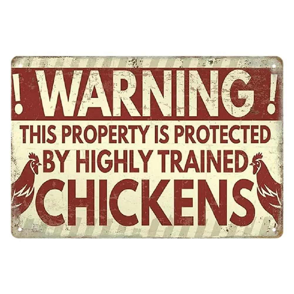 Vintage Tin Sign - Home Is Where the Chickens Are - Metal Signs Funny for Farmhouse Decor - Metal Wall Art for Chicken Coop