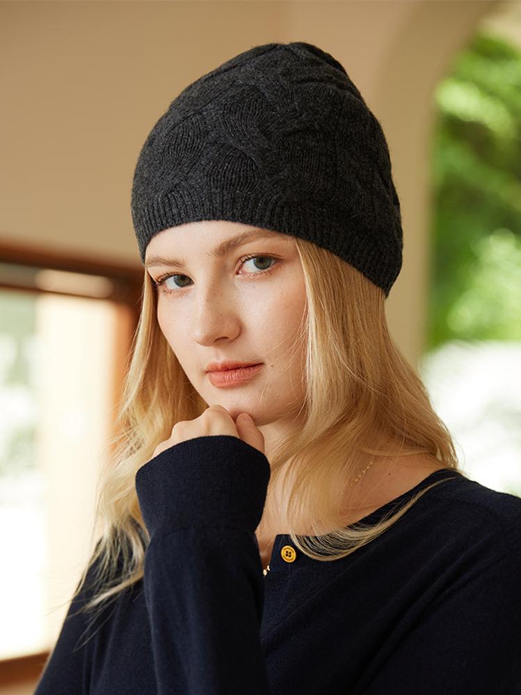 

Цельновязаные шапки-бини из 100% кашемира с косами для женщин, маленькие шапочки для девочек, вязаная шапка на осень-зиму из настоящего кашемира, теплая шапочка для волос