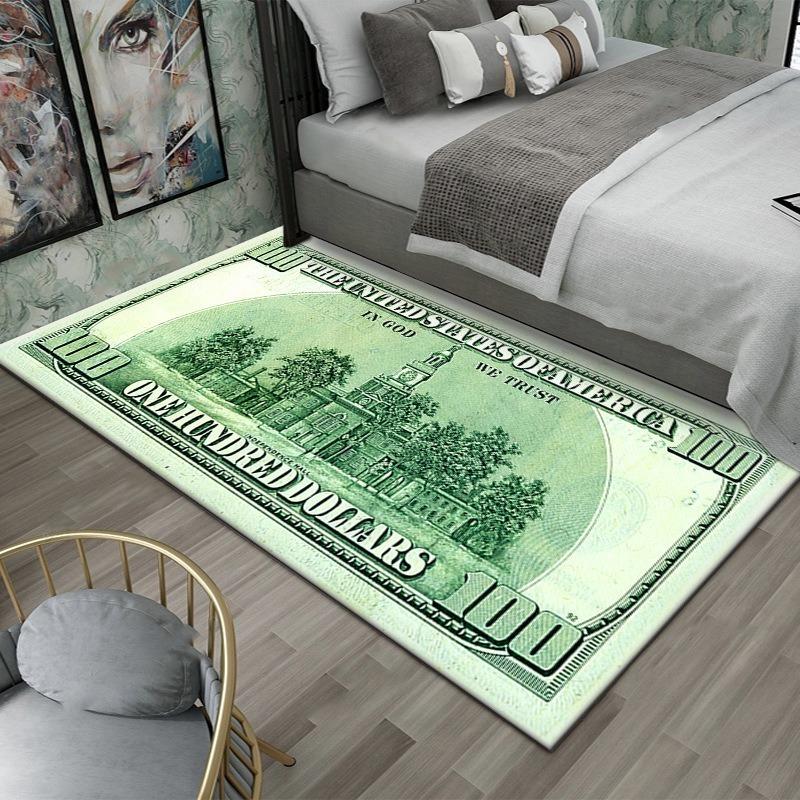 Creative Dollar Money Print Large Carpet Rug for Home Living Room Bedroom Doormat Decor Play Area Rug Carpet Non-slip Floor Mat