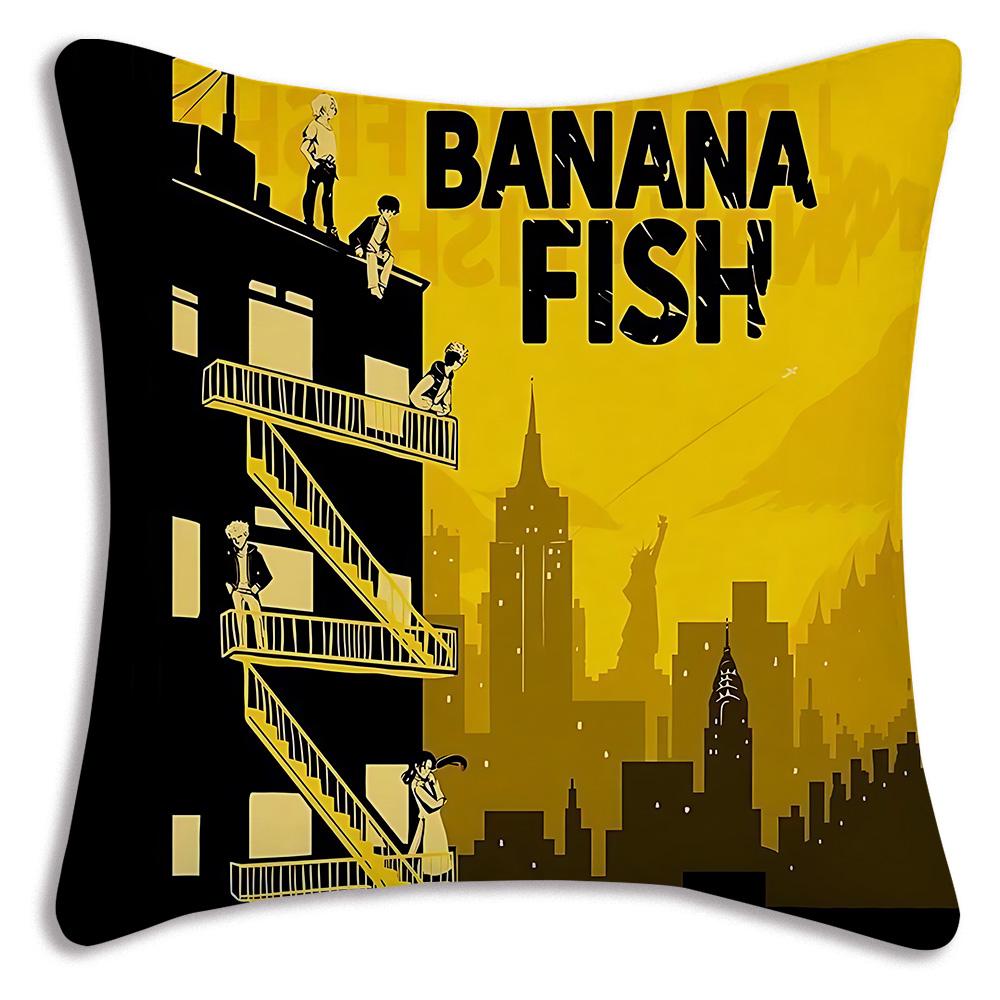Аниме Бананы F-Рыба Наволочки Мультяшные Декоративные для Дивана Дома Двусторонняя Печать Короткий Плюш Милая Наволочка 30cmx30cm
