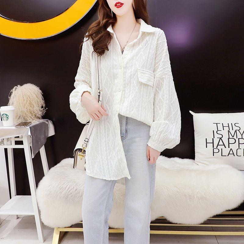 Women Loose Hollow Out Thin Breathable Casual Sunscreen Long Sleeve Shirt Outerwear