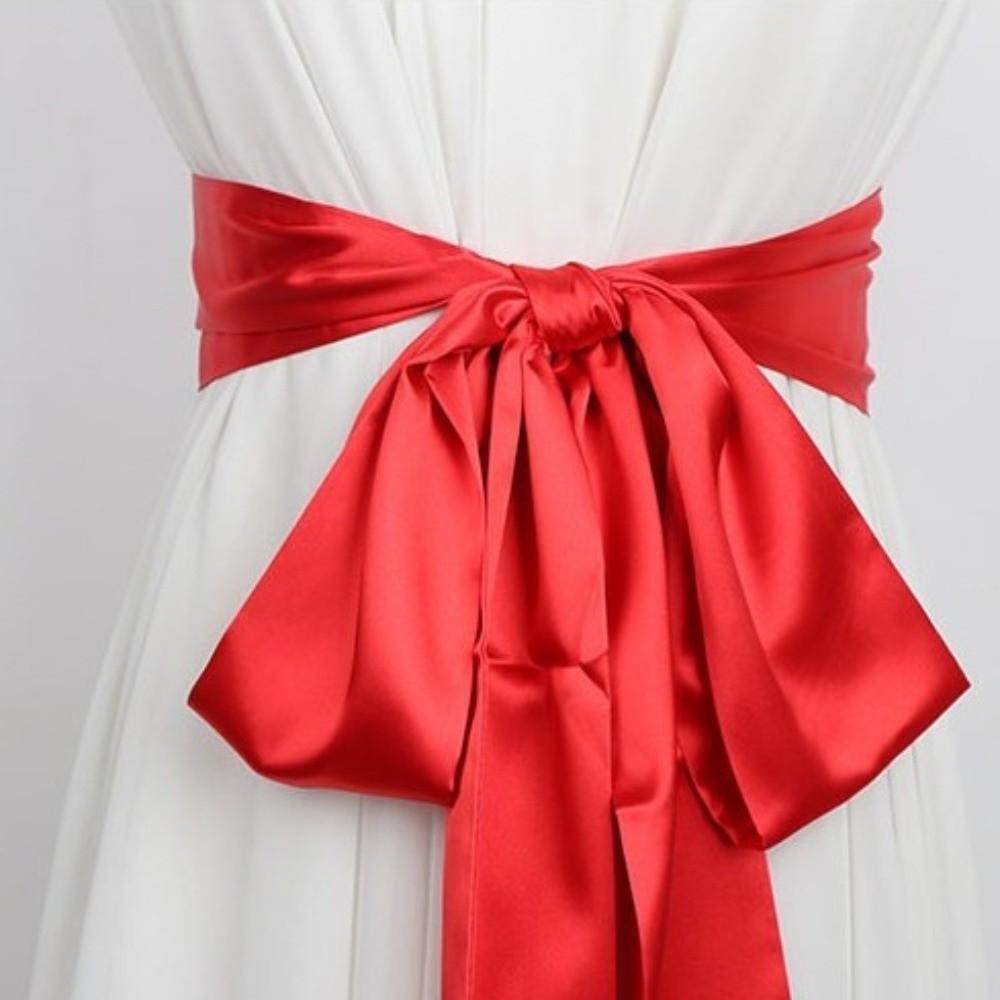 Ethnic Style Satin Ribbon Belt Adjustable Wide Waistband Lace Up Waistband Dress