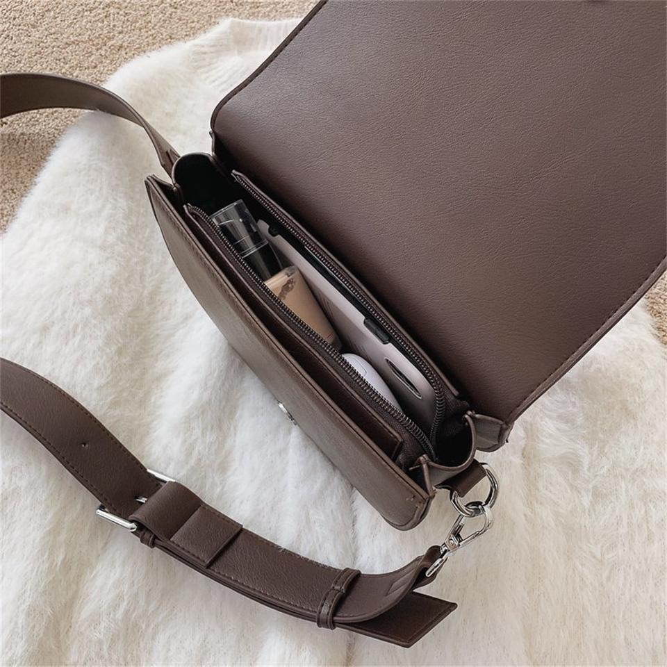 Solid Bag Retro Color Saddle High Quality Leather Shoulder Bags For Women 2024 New Simple Ladies Crossbody Bag Designer Handbags