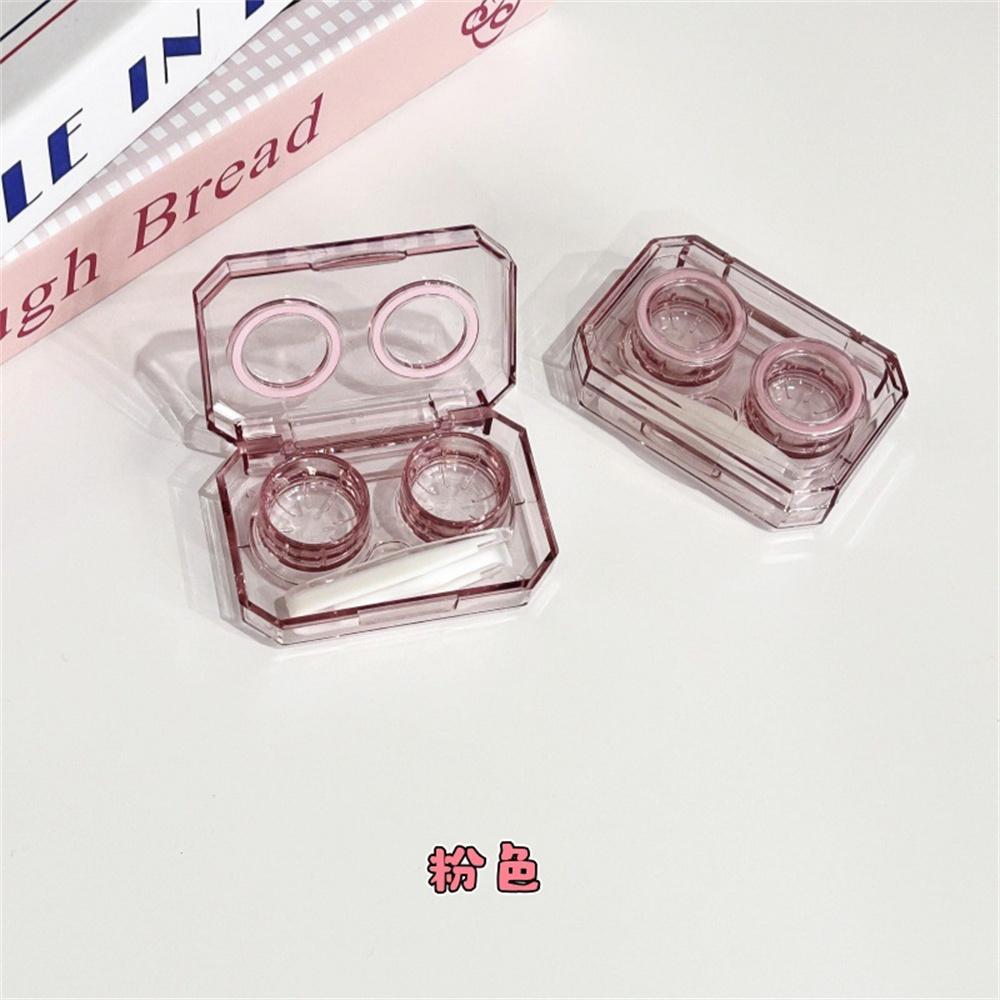 

Ins Contact Lens Box Transparent Travel Contact Lens Holder Portable Lens Case Eco-Friendly For Pocket Compact Storage Makeup розовый