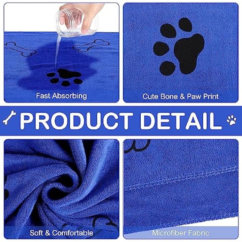 1pc Serviette Microfibre Chien à Séchage Rapide Absorbant Produit de Bain pour Animaux Fibre Serviette de Bain à Séchage Rapide Chiffon d'Essuyage Voiture Fournitures pour Animaux