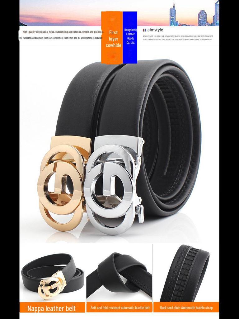 **Hongsheng Men's Zinc Alloy Automatic Belt Buckle with Classic Logo**