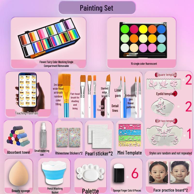 MengHui 12-Color Kids' Face Paint Set - Water-Soluble Body & Stage Makeup