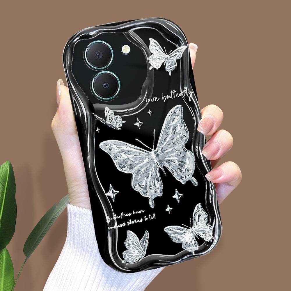 Cute Cartoon Pattern Cream Texture Casing Wavy Edge Soft Silicone Cover Phone Case for Vivo