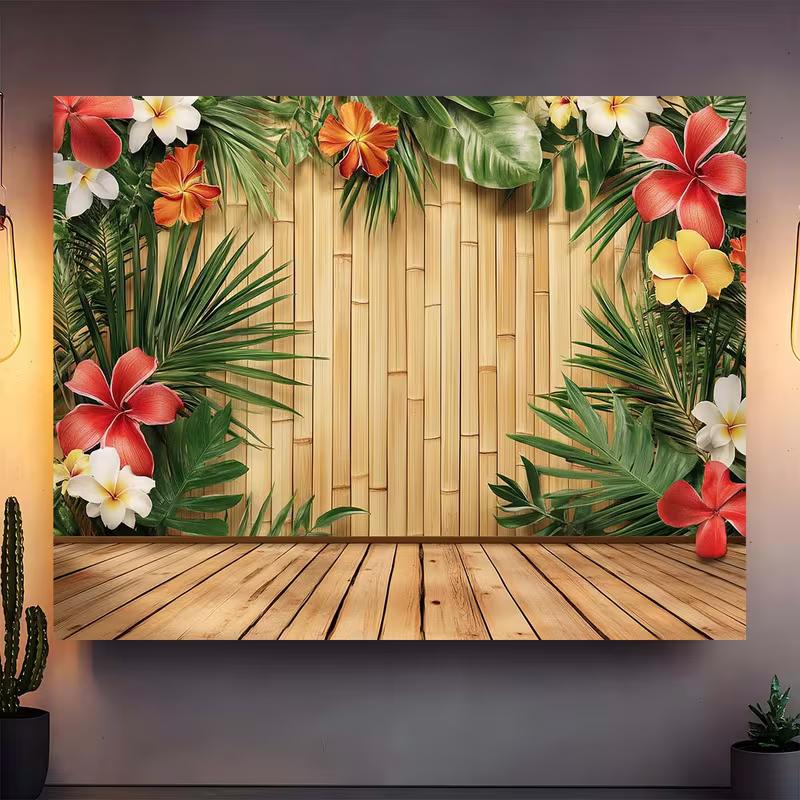 

2D Hawaiian Style Bamboo Wall Backdrop for Aloha Party and Home Decor 47.2x31.5inch/120*80cm