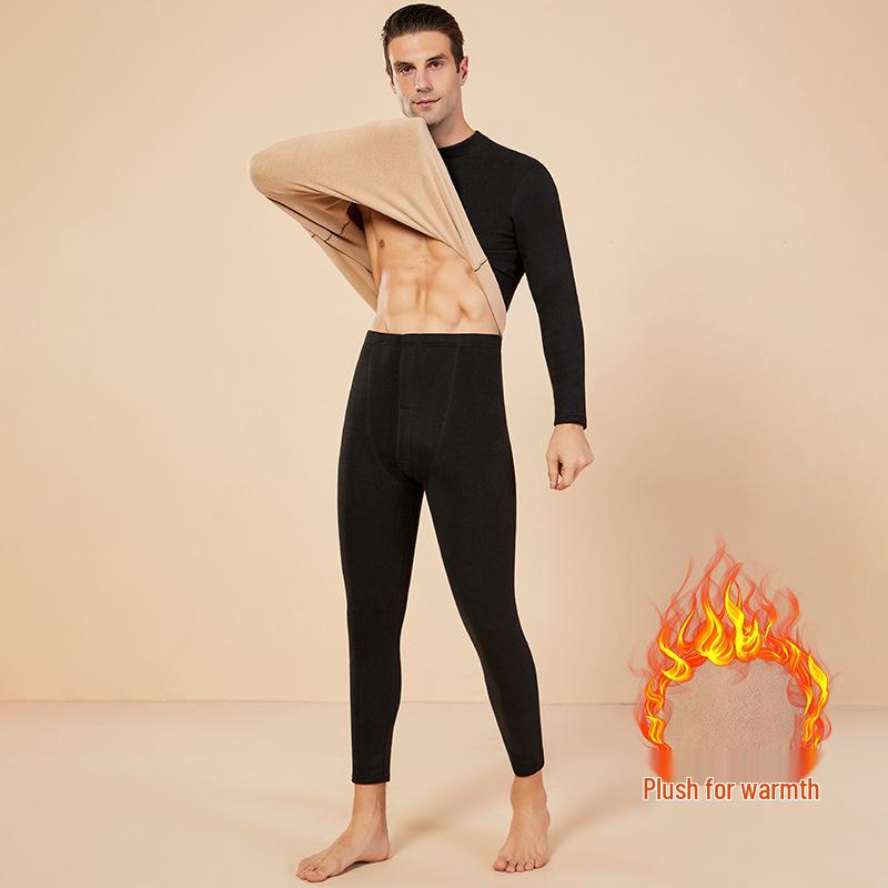 

Комплект термобелья Sherpa Plus Size - плотный бархат, полуводолазка для мужчин и женщин 2XL Men s чёрный