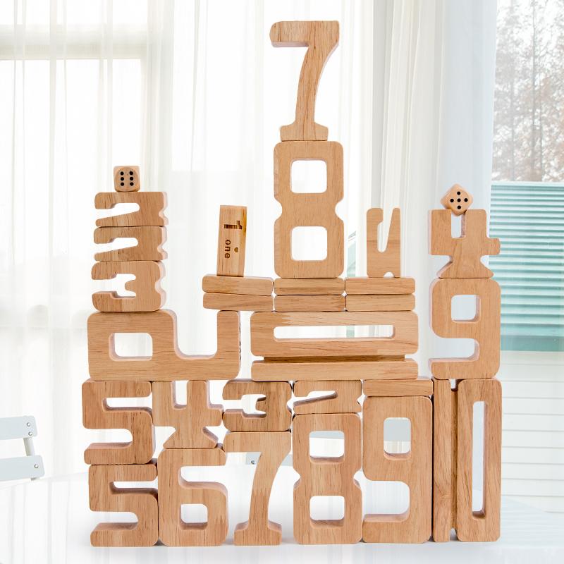 

28 Pieces Of Wooden Number Stacking Blocks For Children’S Math Learning Game To Develop Fine Motor Skills And Cognitive Ability