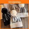Retro Houndstooth Knit Cap For Women With Warmth And Fashionable Design For Autumn