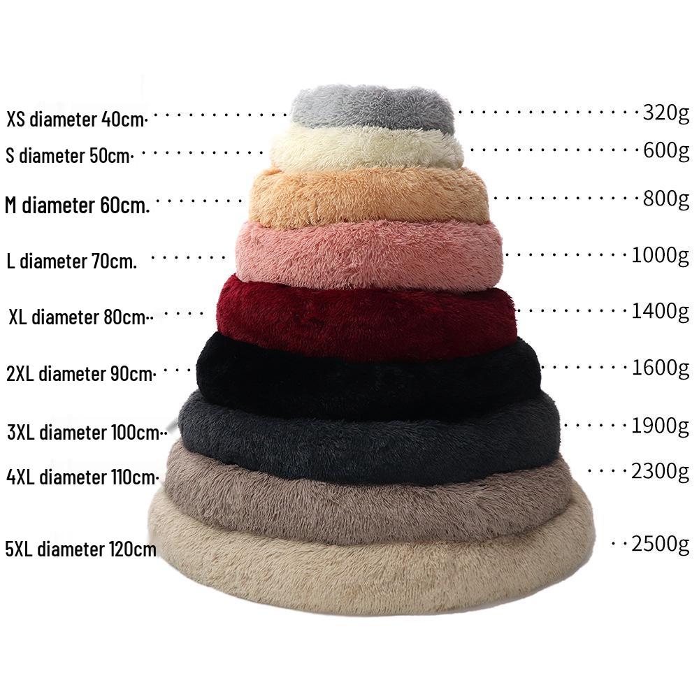 Washable Round Plush Pet Bed - Winter Warm Cat & Dog Mat, 28