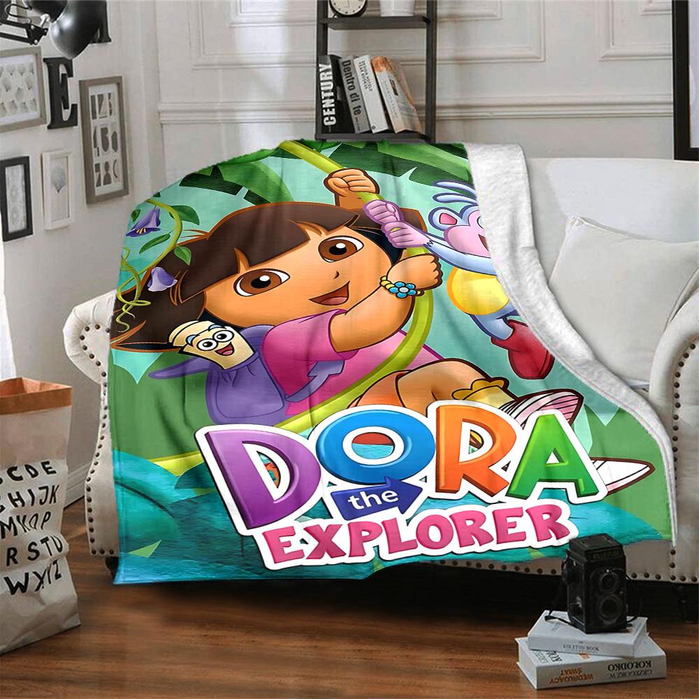 Dora'S Jungle Adventure Flannel Blanket Super Soft Warm Cozy Blanket For Sofa Bed Office Travel Allseason Home Decor Gift