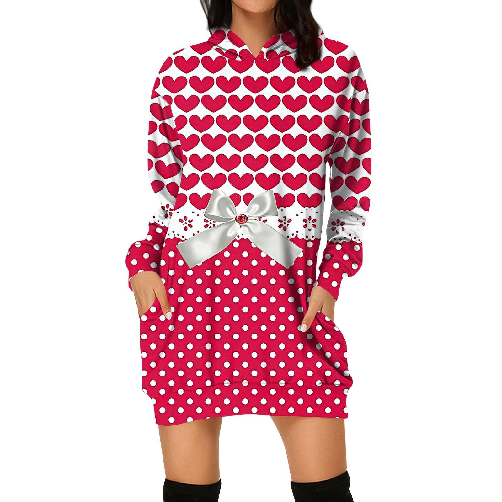 

Женская мода свободный повседневный карман с длинным рукавом толстовка с принтом свитшот M красный