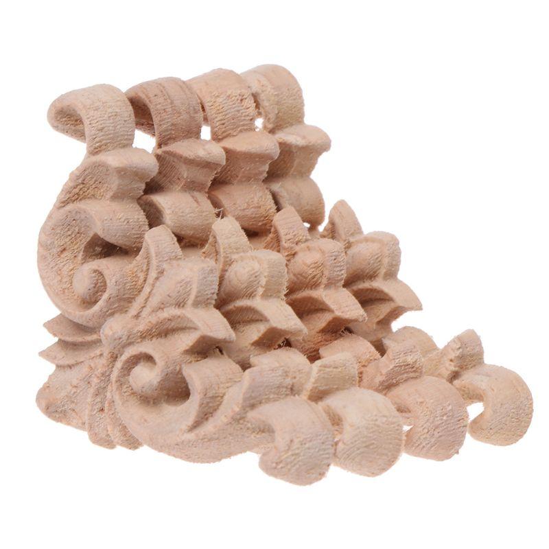 4CM/8CM/12CM Cupboard Cabinet Decal 4Pcs Wood Carved Decal For Book Shelf Cabinet Decor Unpainted Decal For Furniture