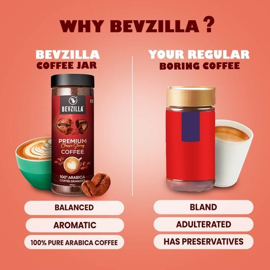 Bevzilla 400 Grams (50 Gm X 8 Bags) Premium Classic Strong Coffee Powder | Make 50 Cups| Best for Espresso, Latte