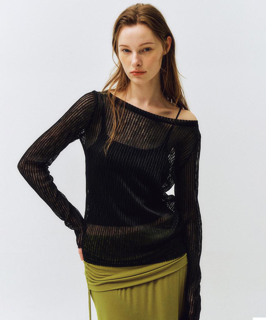 CITTA Sheer Stripe Long Sleeve_Ctt367(Black)