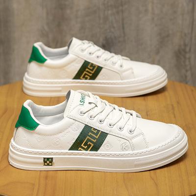 Nieuwe Schoenen voor Heren Leer Casual Schoenen Trend Gestreepte Flats Skateboard Schoenen Jeugd Street Fashion Witte Sneakers