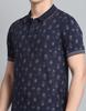 Monte Carlo Mens Printed Navy Blue Collar Neck Half Sleeve T-Shirt