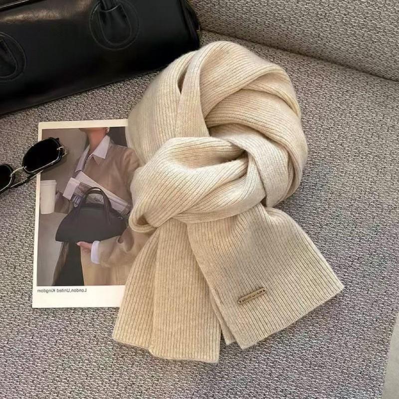 Winter New Solid Color Warm Scarf Couple Men's and Women's High-end Knitted Wool Scarf Small Scarf