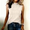 Women's Fashion Color Half High Collar Sleeveless Slim Fit Woolen Tank Top