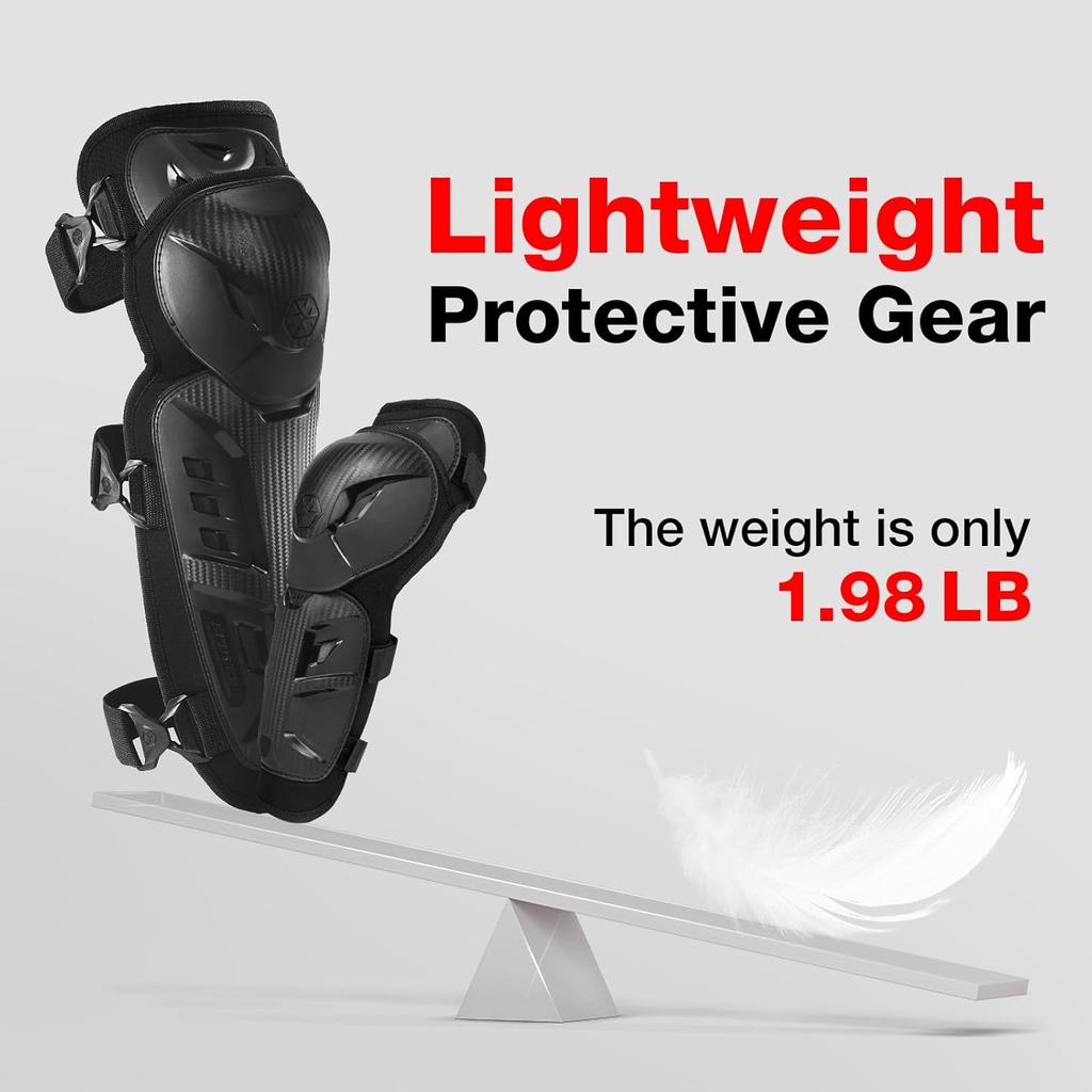 Scoyco 4Pcs Motorcycle Knee Shin Guards Black Adjustable Anti-Slip Knee Cap Pads Protector Armor For Motocross