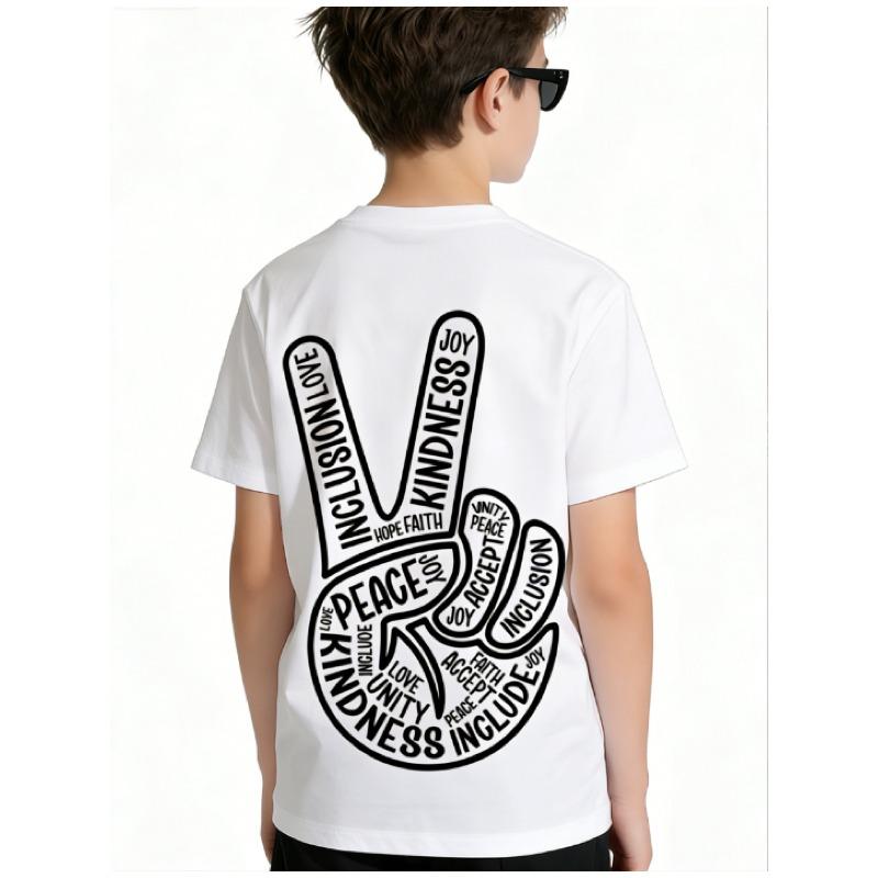 European sizes Harmony Day Boys' Casual Short-Sleeve T-Shirt, Fun Cartoon Design, Gift for Children Fun Outfits, Clothing Boys' T-Shirts