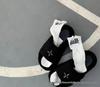 2024 High-Version SMF-K Fur Slippers: Thick-Soled Leather & Velvet Cross Design in Black/Gray
