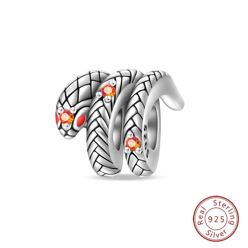 100% Copper Exquisite Tarot Cards Bracelet Pendants Blood Red Fire Snake Rose Charms Beads Diy Jewelry For Women