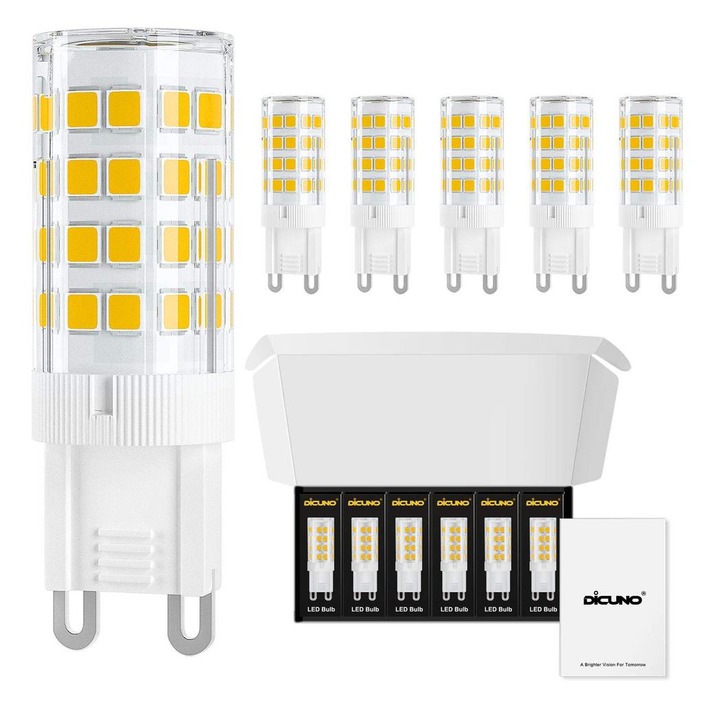 DiCUNO LED Bulb, G9 Base, 3W (Equivalent to 30W Halogen Lamp), 320lm, Warm White (3000K), Omnidirectional Lighting, Pack of 6
