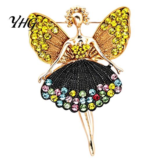 Ballet Fairy Brooch Pin Sparkling Rhinstone Brooch, Winged Dancer Girl Alloy Lapel Coats Decorative Badge Pin, Women Jewelry Accessories for