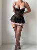 Sexy Lace See-Through Lingerie Uniform Dress Set