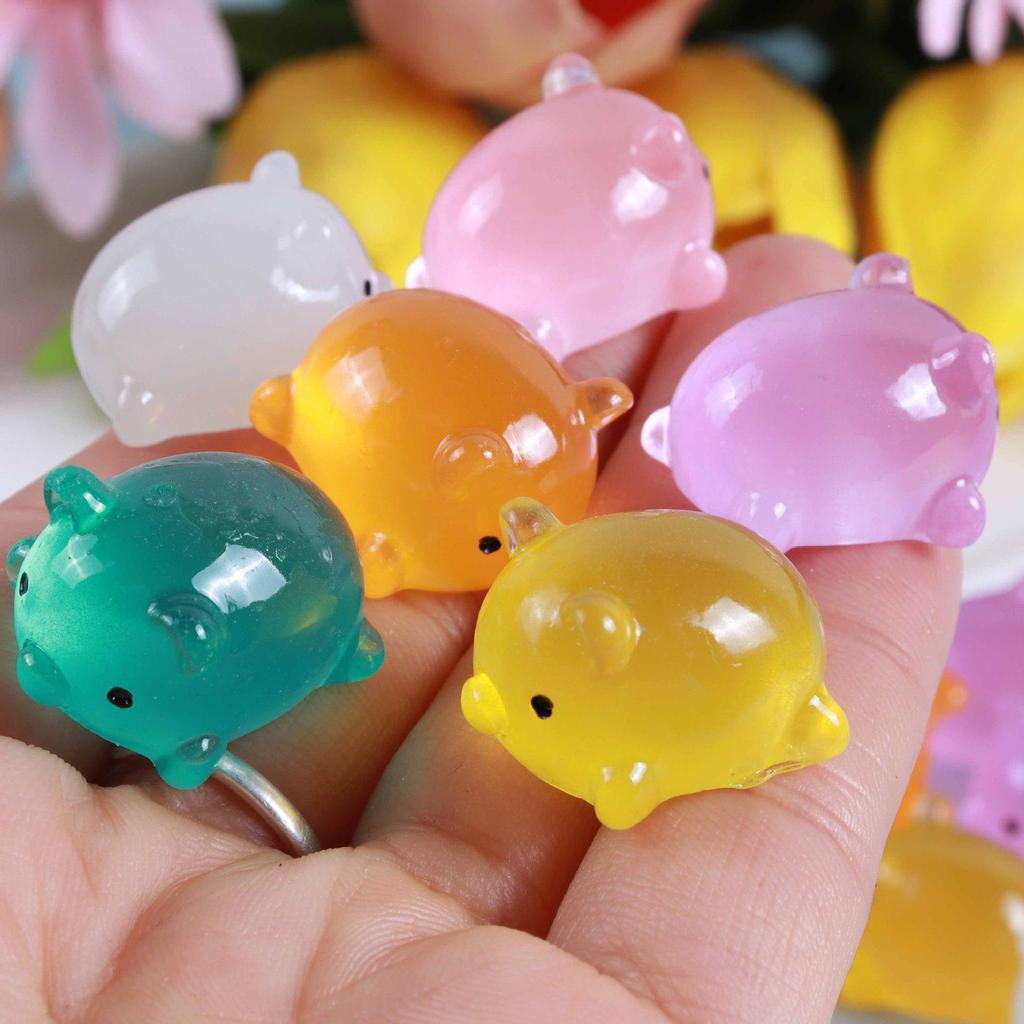 Resin Mini Luminous Animal Figurines - DIY Cartoon Toys for Micro Landscapes, Ideal Children's Gift