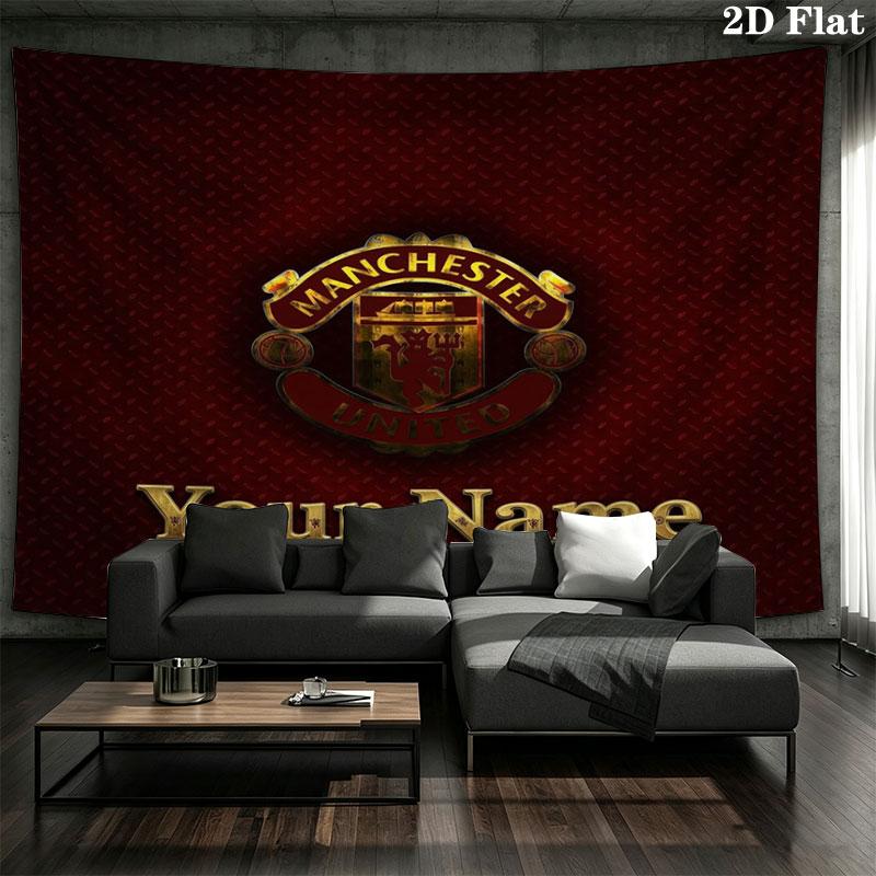 Manchester United F Custom Name Wall Tapestry Aesthetic Wall Hanging Printed Fabric Blanket Decorative Tapestries for Bedroom Living Room Home Decor
