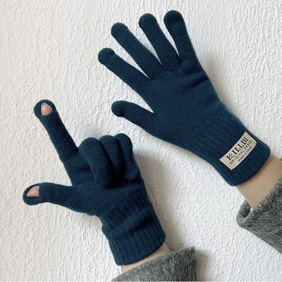 Luvas de Inverno Grossas Quentes de Alta Qualidade Tricotadas Moda Feminina Cor Sólida Luvas de Ciclismo Outdoor