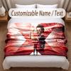 Mohamed Salah Bedruckte Flanelldecke Benutzerdefinierter Name Text Weiche Warme Decke für Schlafzimmer Feiertagsgeschenk