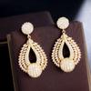 Vintage Full Diamond Super Flash Premium Earrings Micro Zircon Copper Gold Plated Earrings Earrings