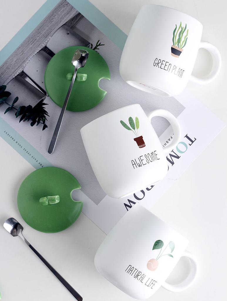 Ceramiczny kubek 3D w kształcie rośliny z pokrywką i łyżeczką, filiżanka do kawy, herbaty, ceramika i garncarstwo, kubki świąteczne, darmowa wysyłka, filiżanki do kawy, bar