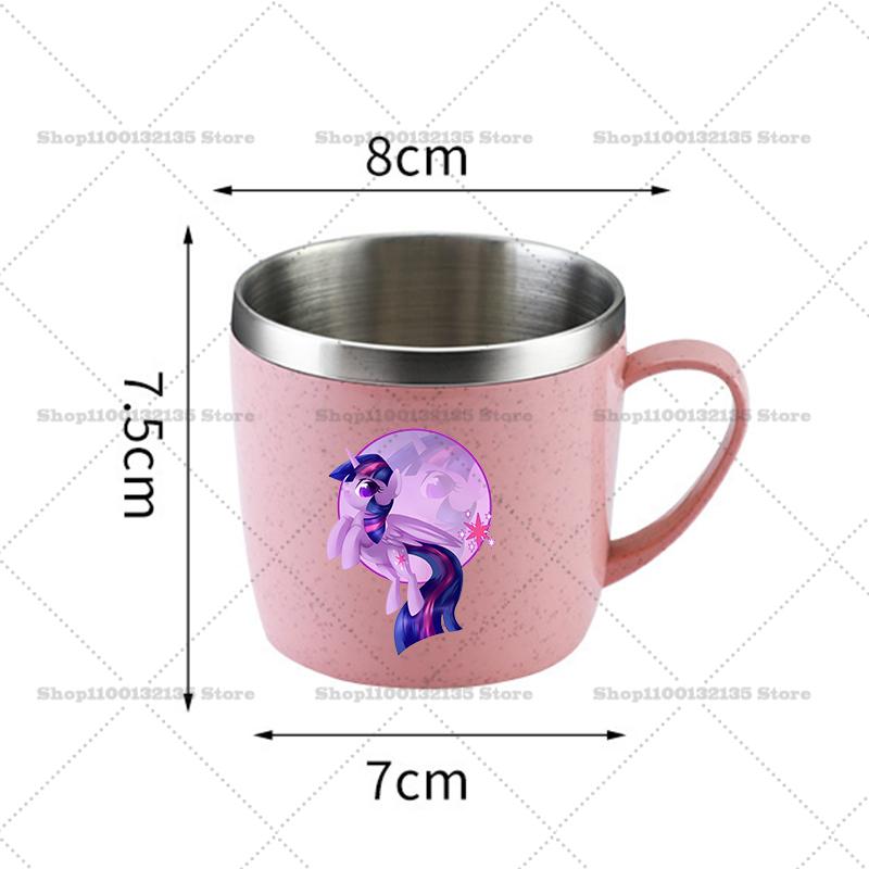 My Little Pony Water Bottle Kawaii Stainless Steel Cups Handle Coffee Milk Mug Tea Drink Home Office Gift Women for Kid Friendly Entertaining Fun Play