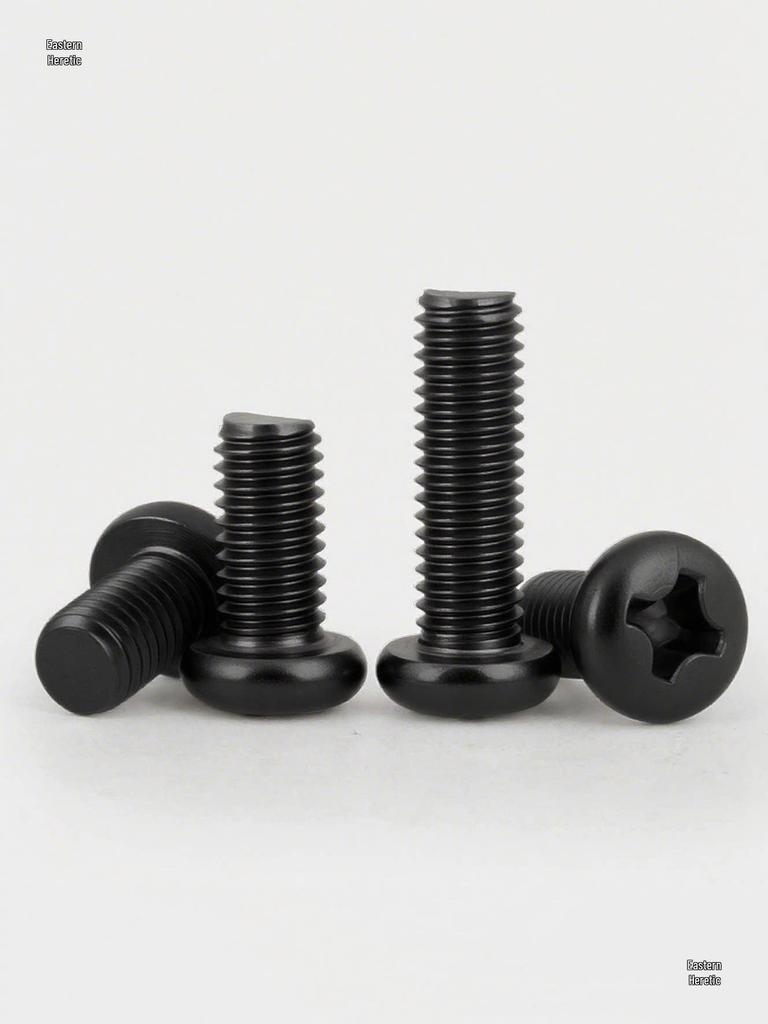 Black 316 Stainless Steel Phillips Round Head Machine Screw, Sizes M2.5-M8