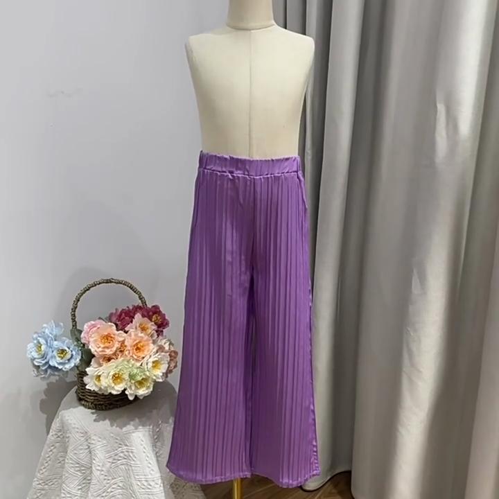 Summer Girls New Pleated Mosquito Pants Children's High Waisted Loose Casual Pants