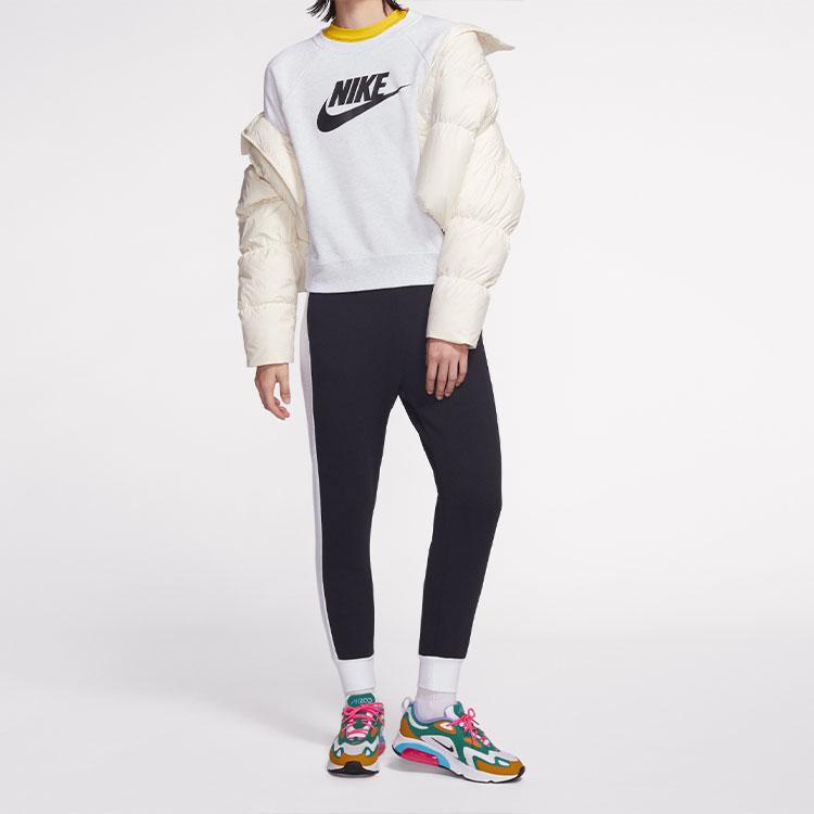 Nike Sportswear Essential Logo Print Knit Crewneck Sweatshirt Women Tops Grey White BV4113-051
