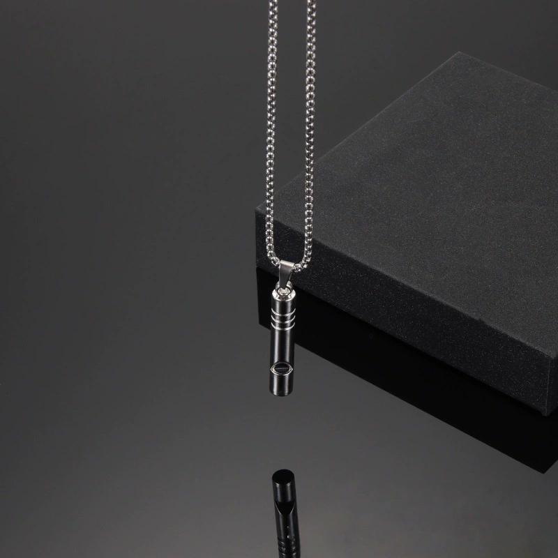 Hip-hop Whistle Necklace Titanium Stainless Steel Pendant for Men and Women Cool Disco Street Can Blow Sweater Chain.