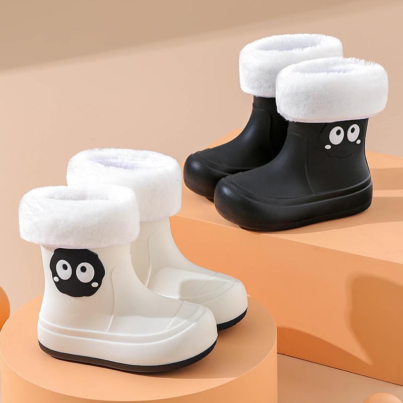 Winter Cotton-Padded Cute Cartoon Children's Rain Boots Outdoor Personality Waterproof Shoes Boys Girls Students Non-Slip Large