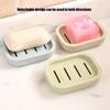 Portable Double-Layer Soap Dish with Drainage Cover Square Plastic Storage Box for Bathroom & Travel Use