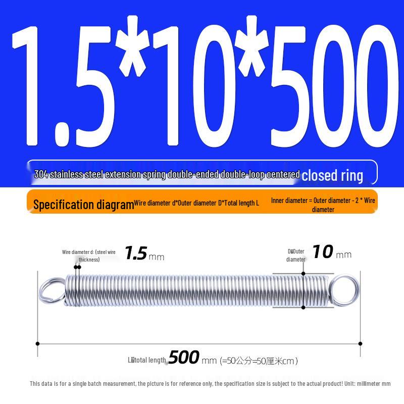 Arc de extensie din oțel inoxidabil 304 de 500 mm cu cârlige deschise și inel cu buclă dublă, personalizabil.