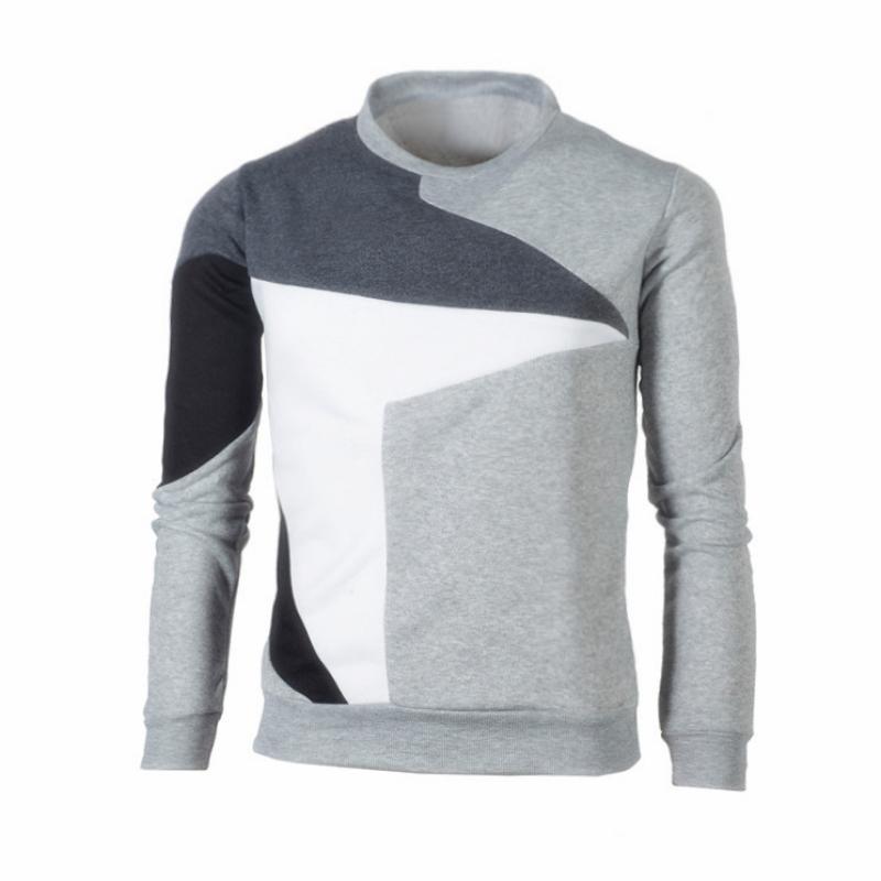 

Осень/зима, мужская повседневная модная строчка, контрастный повседневный пуловер с длинными рукавами, толстовка 4XL серый