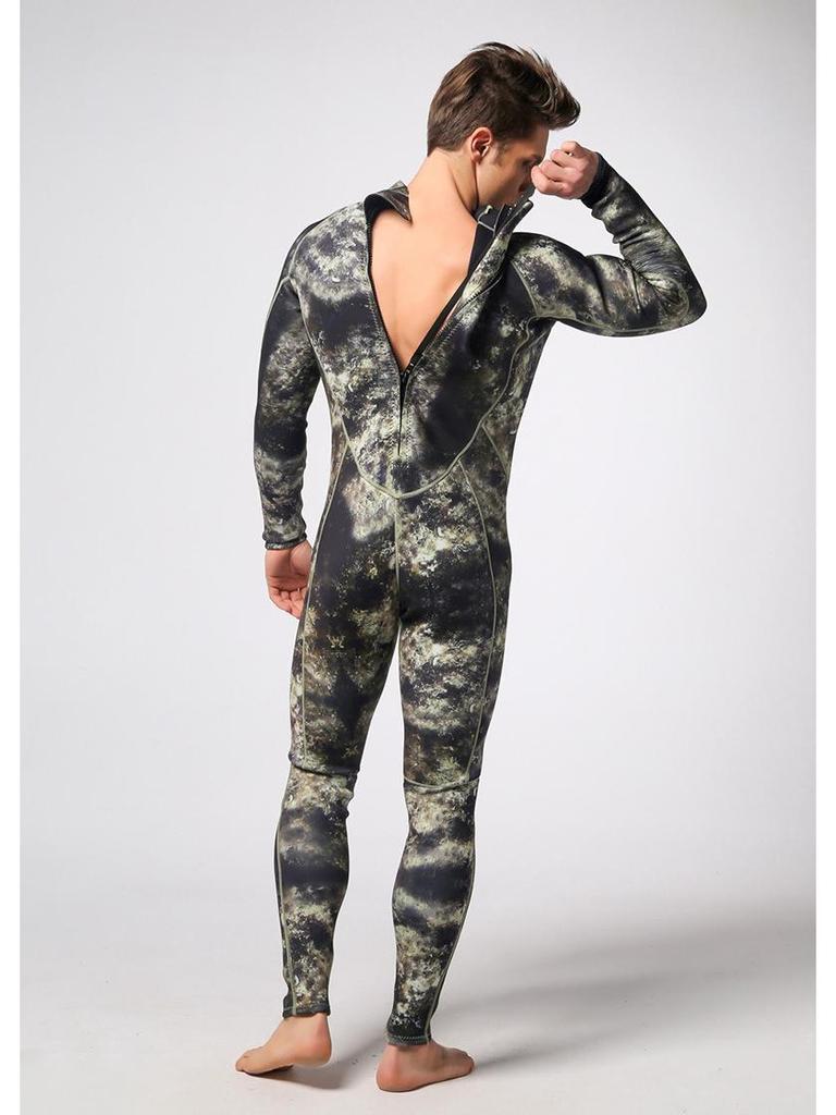 Pánský 1,5mm neoprenový potápěčský oblek Menadi s maskovacím vzorem - Jednodílný neoprenový oblek pro teplo a ochranu před chladem