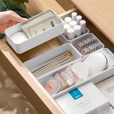 High Quality7pcs Drawer Organizer Set, Plastic Cosmetic and Skincare Storage Boxes with Dividers for Vanity, Desktop, and Drawer Organization,